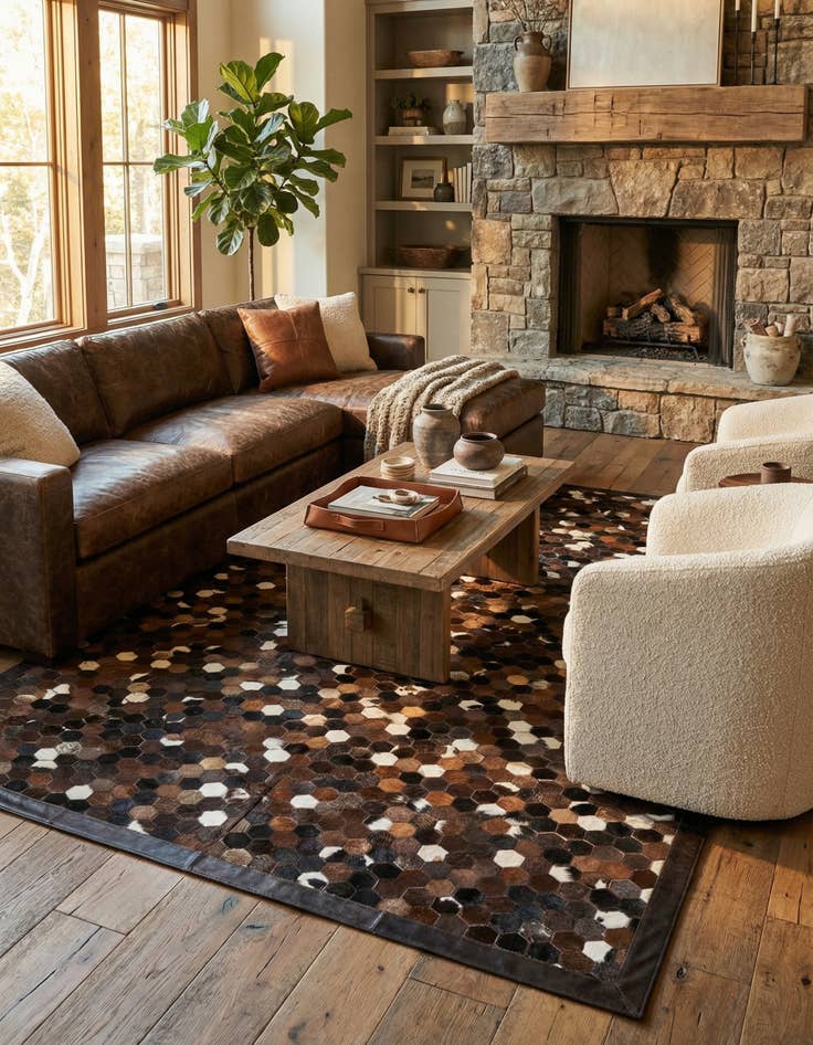 Detail image of 5' x 8' Cowhide Leather Rug