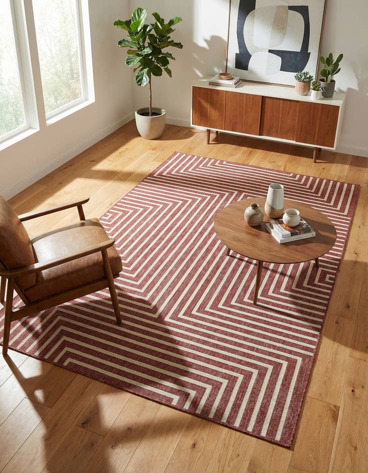 Detail image of  5' 3 x 8'  Washable Modern Indoor / Outdoor Rug