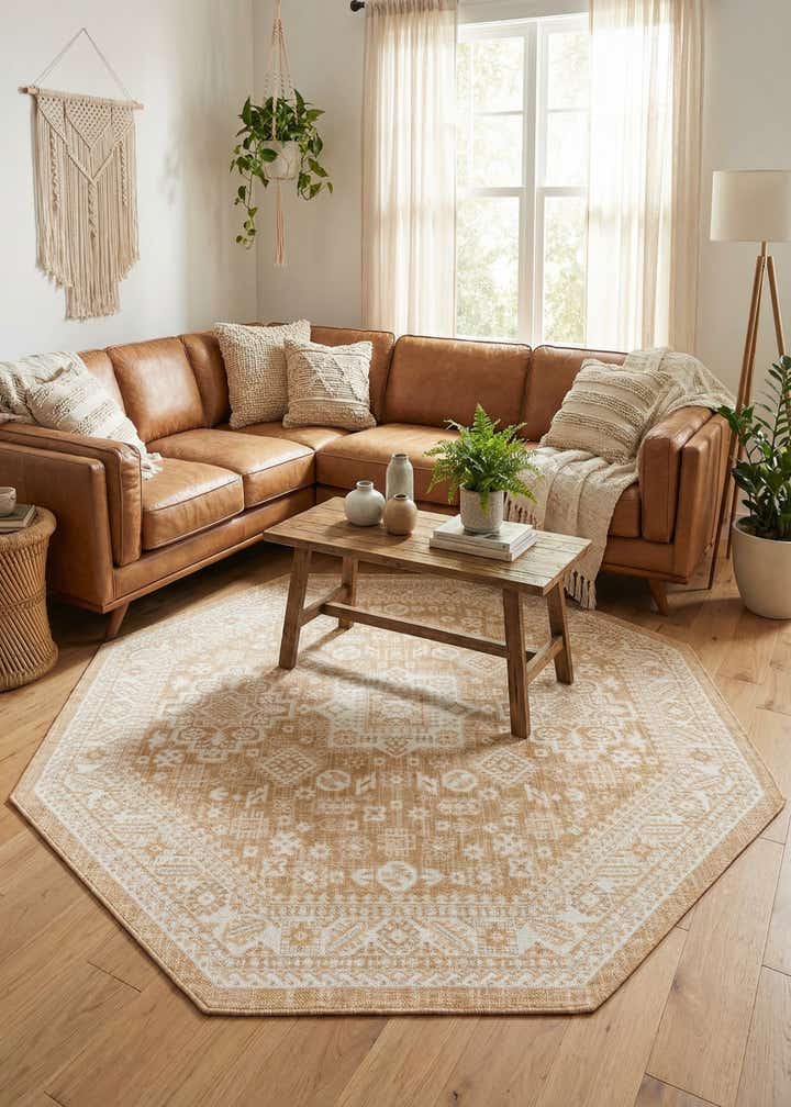 7' 10 x 7' 10 Easy-Clean Aztec Indoor / Outdoor Octagon Rug
