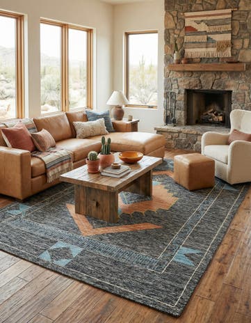 Charcoal Gray Hand Woven Kilim Wool Rug
