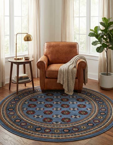 Blue Bokhara Round Rug