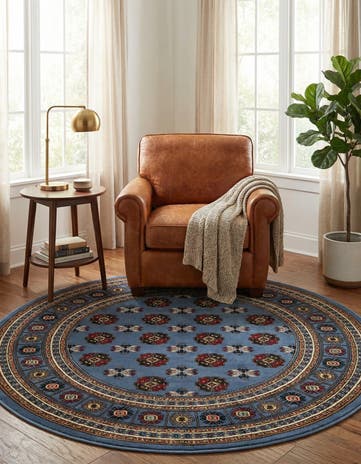 Blue Bokhara Round Rug