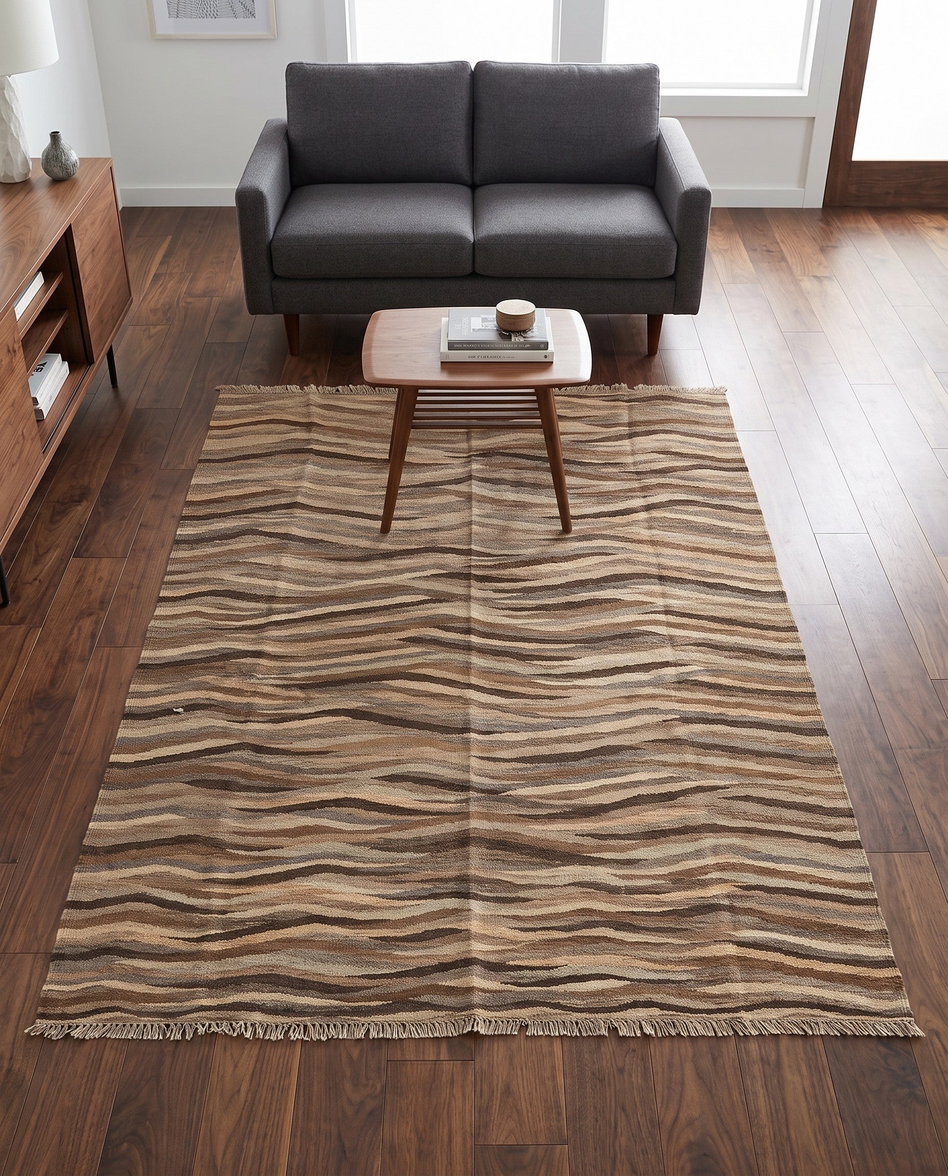 4' 10 x 6' 7 Hand Woven Kilim Modern Wool Rug