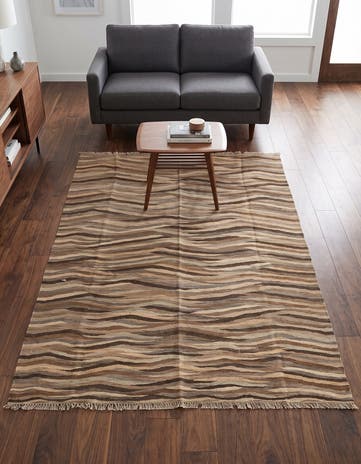 4' 10 x 6' 7 Hand Woven Kilim Modern Wool Rug