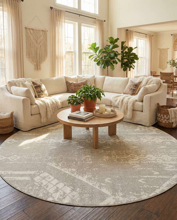 13' x 13' Easy-Clean Bohemian Indoor / Outdoor Round Rug