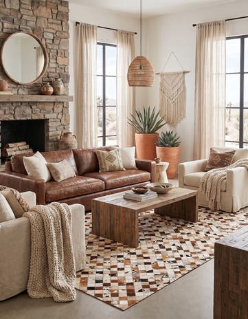 5' x 7' 10 Cowhide Leather Rug