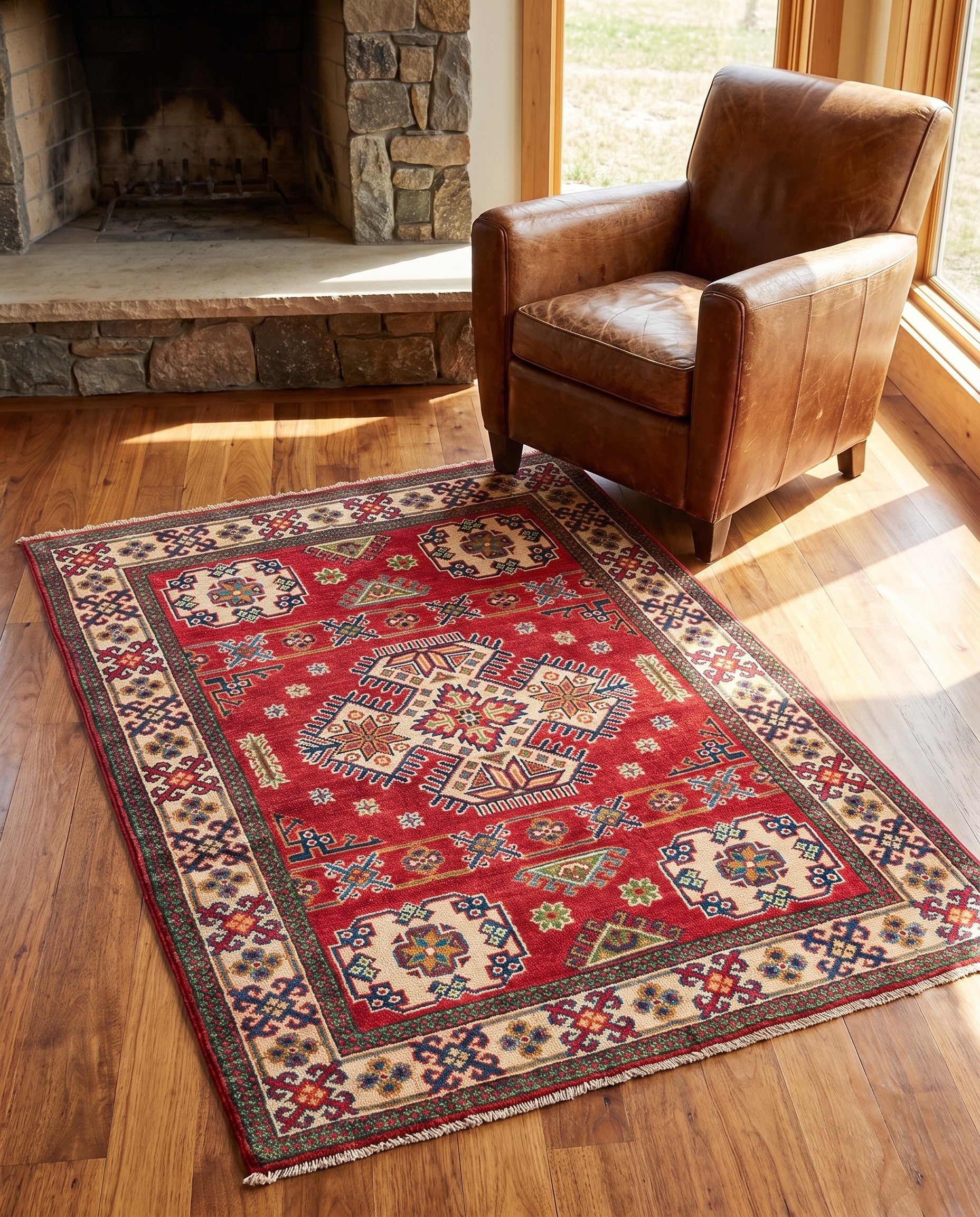 3' 6 x 5' Hand Knotted Kazak Rug