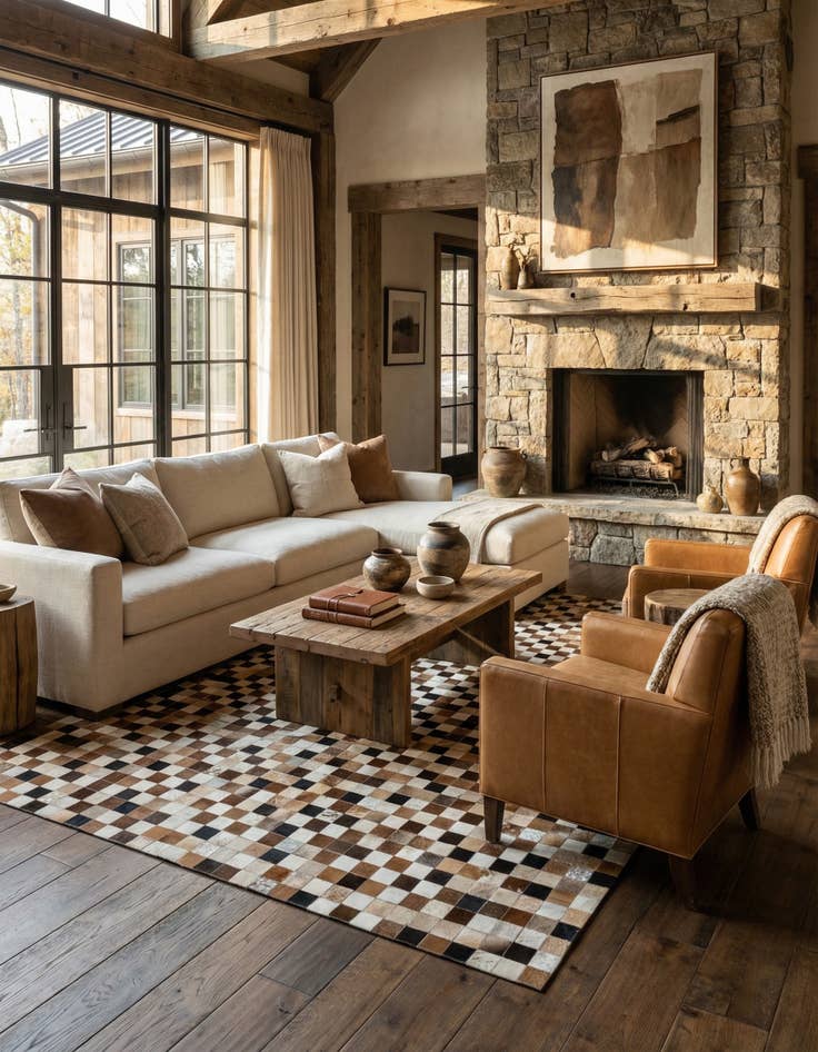 Detail image of  8' x 10' Cowhide Leather Rug