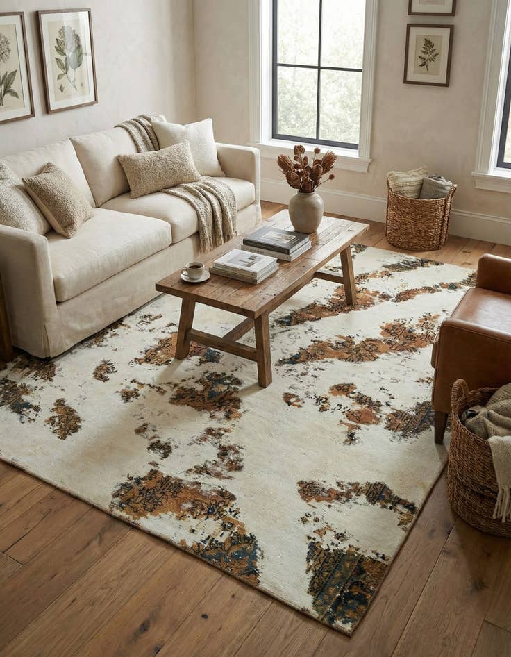 Detail image of 7' 8 x 9' 4  Hand Knotted Ultra Vintage Persian Wool Rug