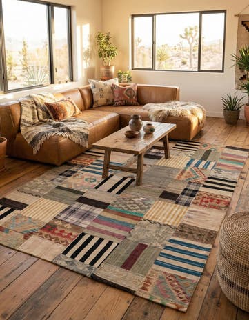 6' 6 x 10' Hand Woven Kilim Patchwork Wool Rug