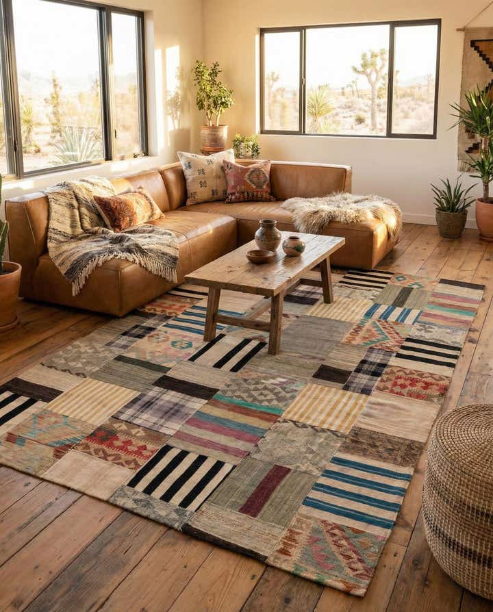 6' 6 x 10' Hand Woven Kilim Patchwork Wool Rug