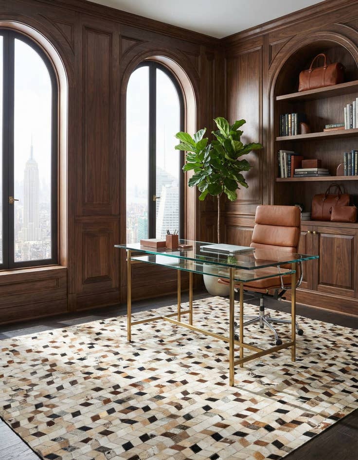 Detail image of 5' 1 x 7' 10 Cowhide - Patchwork Rug