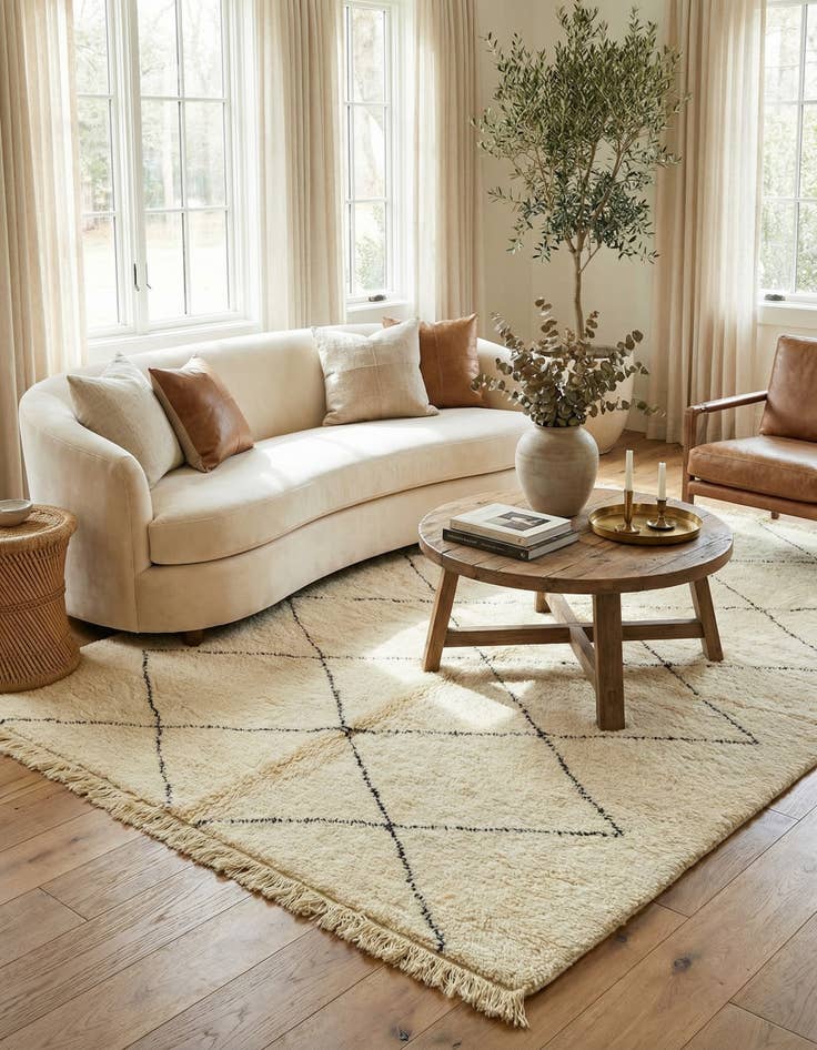 Detail image of 6' 9 x 10'  Hand Knotted Moroccan Wool Rug