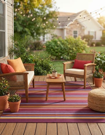 5' 3 x 8' Easy-Clean Ribbon Indoor / Outdoor Rug