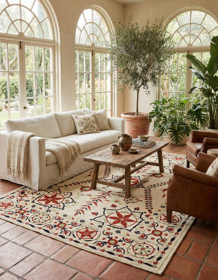 Detail image of  6' 10 x 9' 2  Hand Knotted Marok Kilim Rug