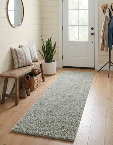 2' x 6' 9 Solid Shag Runner Rug