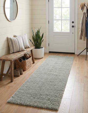 2' x 6' 9 Solid Shag Runner Rug
