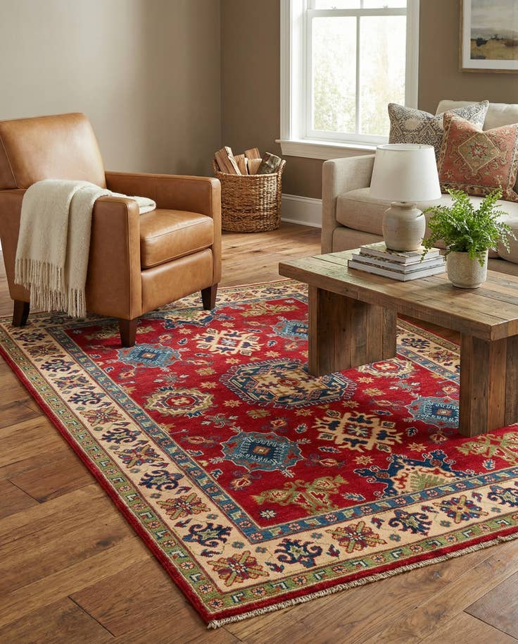 Detail image of 4' 10 x 6' 7 Hand Knotted Kazak Rug