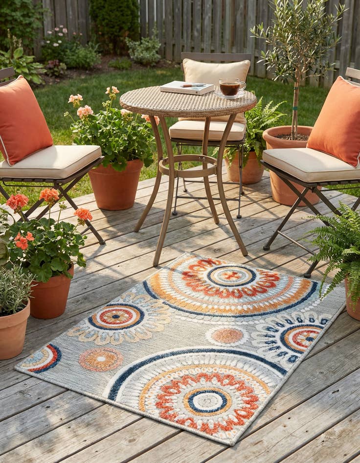 Detail image of  2' 2 x 3'  Washable Botanical Indoor / Outdoor Rug