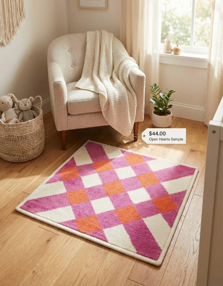 Detail image of 1' 8 x 1' 8 Open Hearts Sample Rug