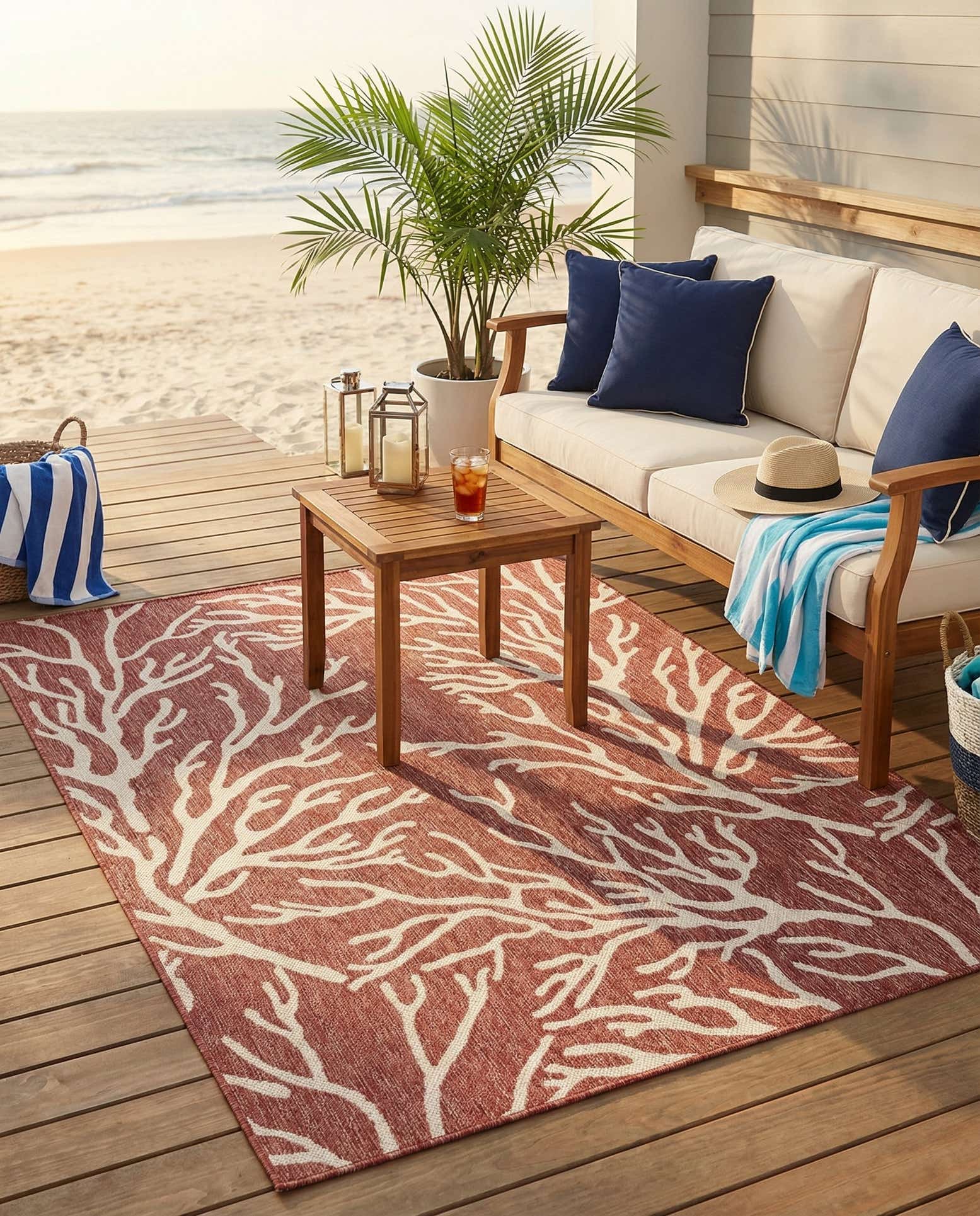 5' 3 x 7' Easy-Clean Coastal Indoor / Outdoor Rug
