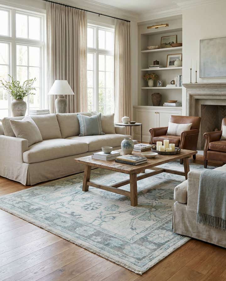 7' 9 x 9' 10 Hand Knotted Oushak Wool Rug