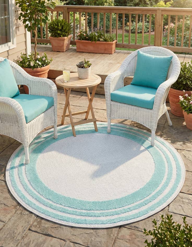 Detail image of 3' 3 x 3' 3  Washable Aruba Indoor / Outdoor Round Rug
