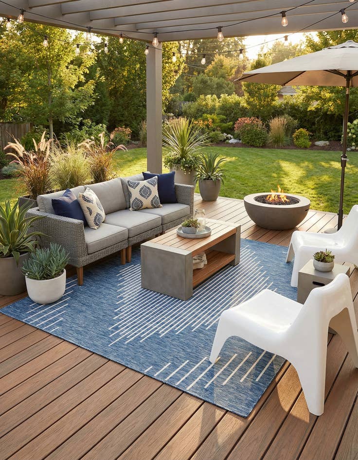 Detail image of 7' x 7'  Washable Modern Indoor / Outdoor Square Rug