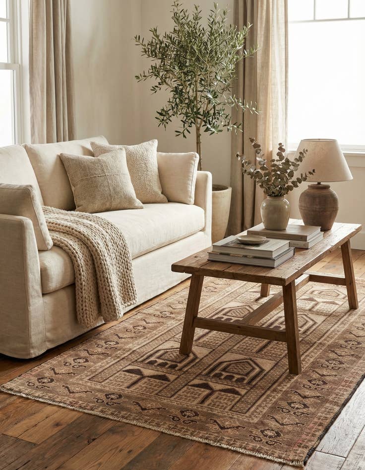 Detail image of 3' 4 x 6' 1  Hand Knotted Ultra Vintage Persian Wool Rug