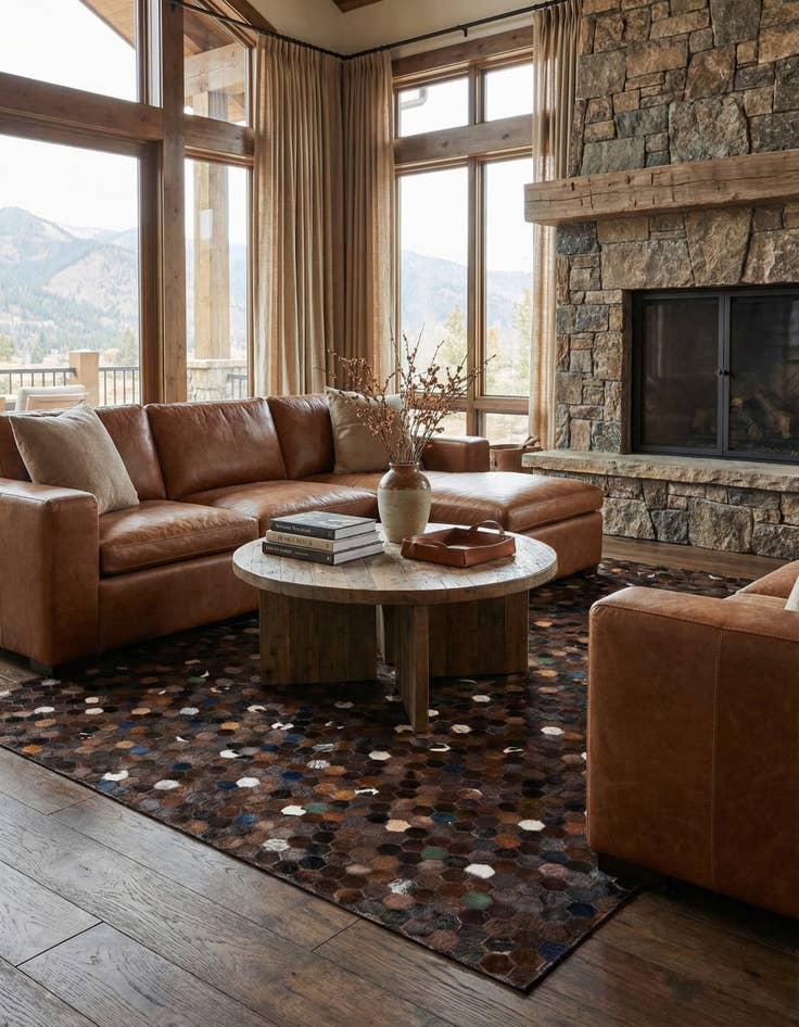 Detail image of 5' x 8' Cowhide Stocks Rug