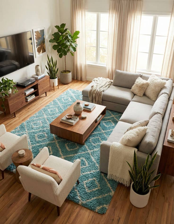 Detail image of 10' 8 x 14' Trellis Shag Rug