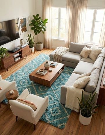10' 8 x 14' Lattice Shag Rug