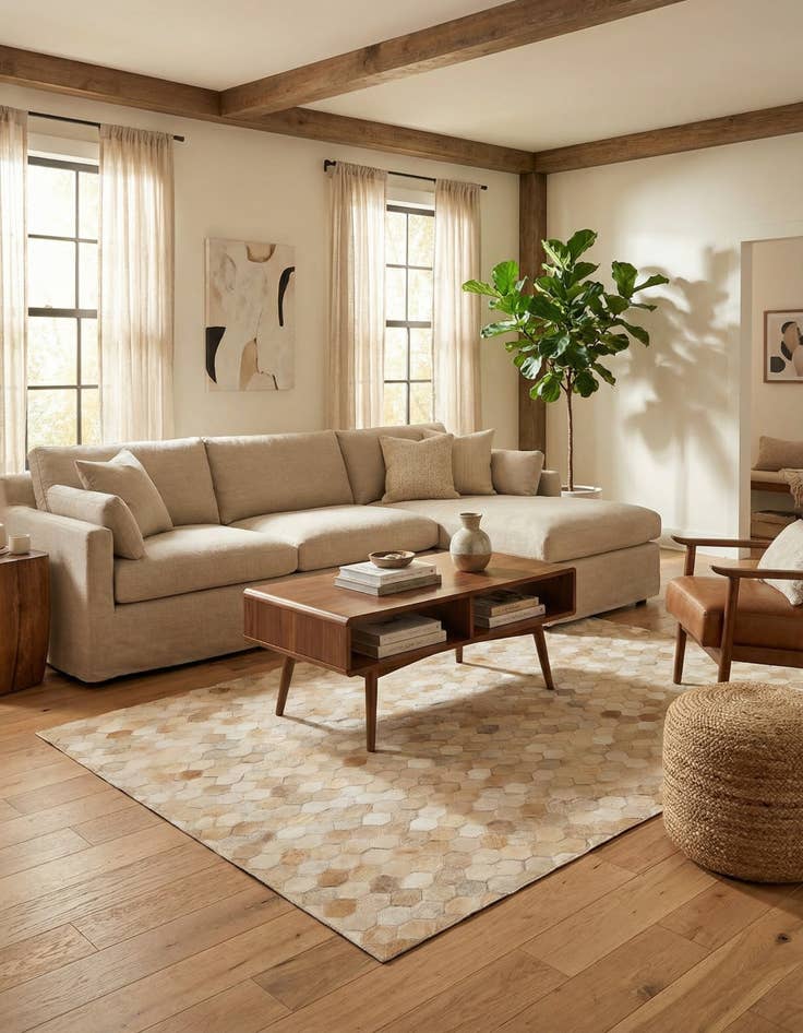 Detail image of  4' x 6' Cowhide Stocks Rug