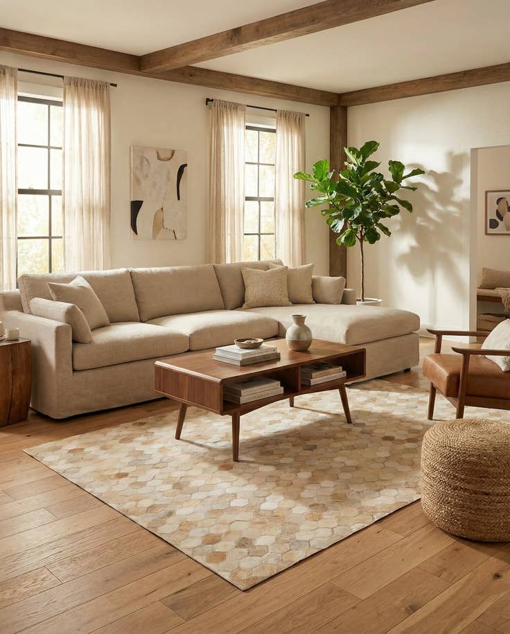 Detail image of 4' x 6' Cowhide Stocks Rug