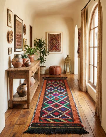 2' 2 x 9' Hand Knotted Kilim Fars Persian Wool Runner Rug