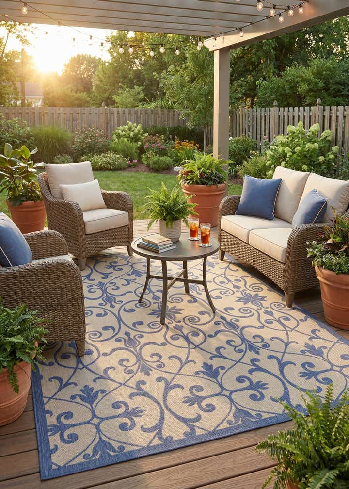 7' x 10' Easy-Clean Botanical Indoor / Outdoor Rug
