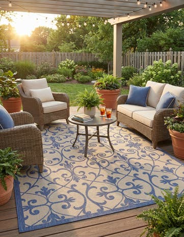 7' x 10' Easy-Clean Botanical Indoor / Outdoor Rug