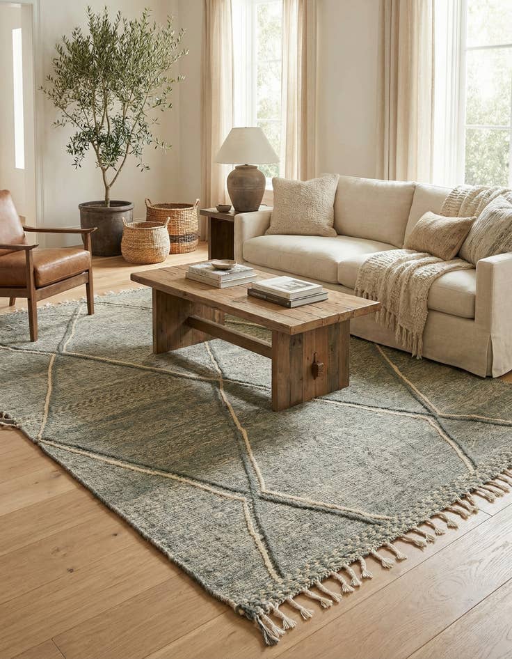 Detail image of 6' 11 x 11' 6 Hand Knotted Moroccan Wool Rug