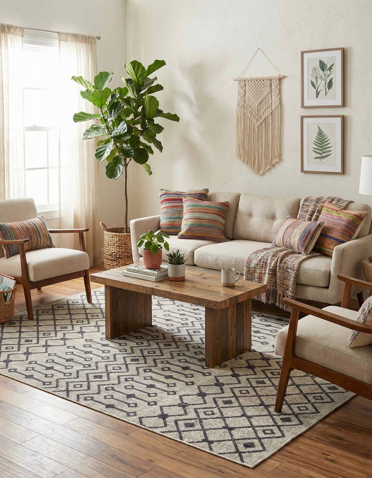 Detail image of 7' x 10'  Washable Trellis Indoor / Outdoor Rug