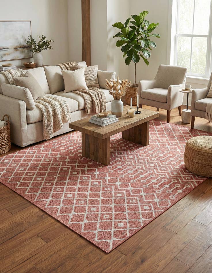 Detail image of 7' 10 x 11'  Washable Trellis Indoor / Outdoor Rug