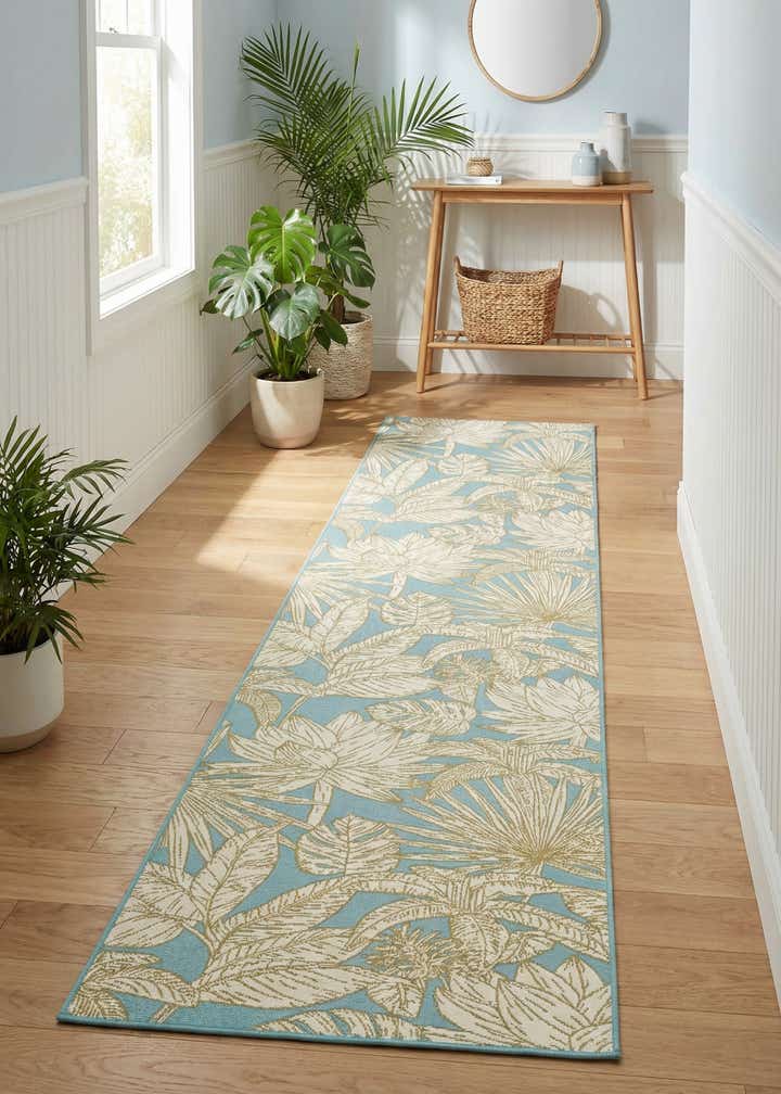 2' 7 x 12' Easy-Clean Botanical Indoor / Outdoor Runner Rug