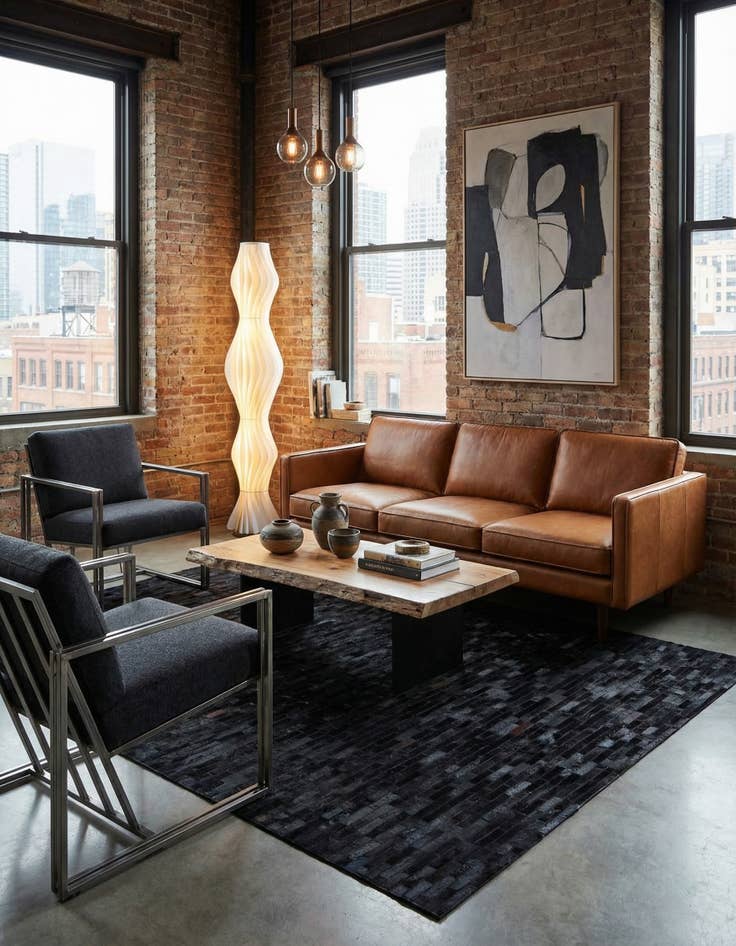 Detail image of 5' 2 x 8' Cowhide Leather Rug