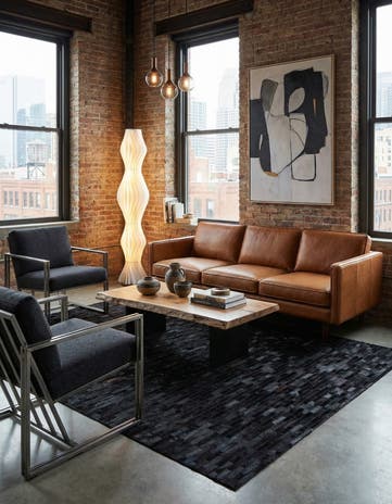 5' 2 x 8' Cowhide Leather Rug