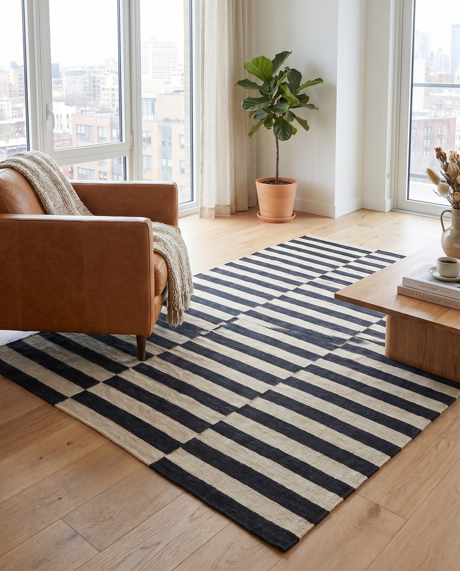 4' 2 x 5' 10 Hand Woven Kilim Modern Wool Rug