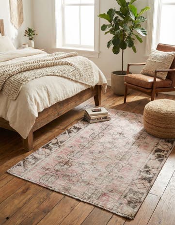 3' 5 x 4' 6 Hand Knotted Ultra Vintage Persian Wool Rug