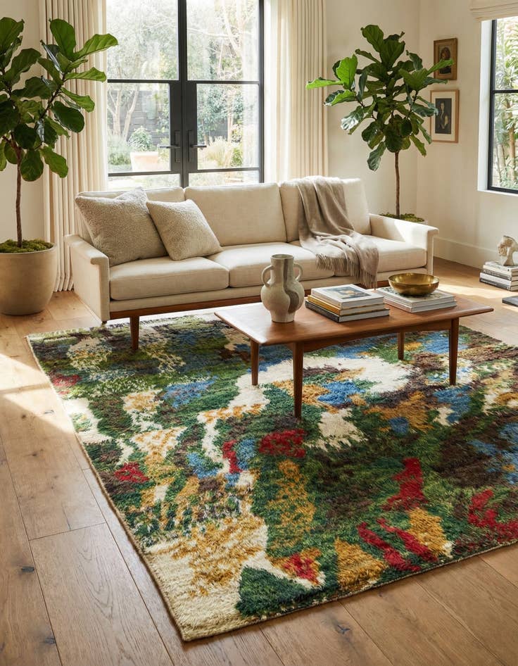 Detail image of  5' 10 x 7' 5  Hand Knotted Darya Wool Square Rug