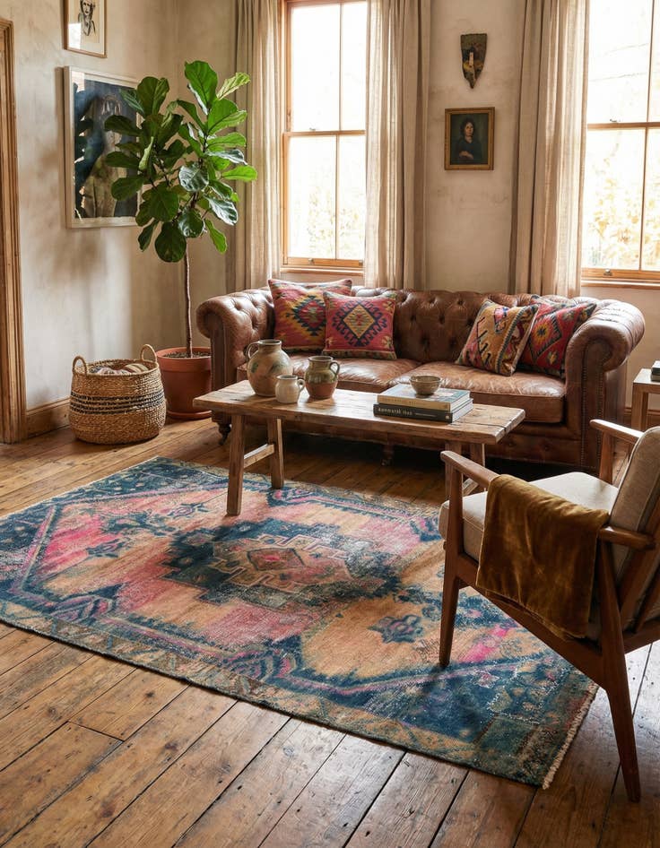 Detail image of 4' x 6' 10  Hand Knotted Ultra Vintage Persian Wool Rug