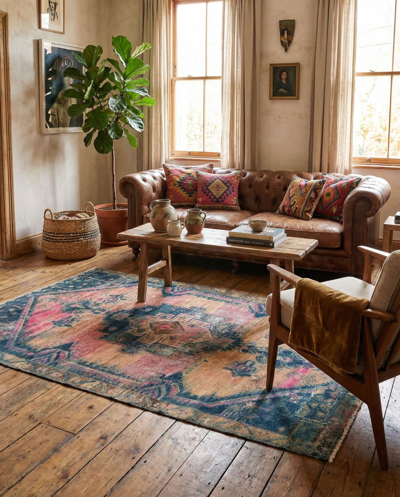 4' x 6' 10 Hand Knotted Ultra Vintage Persian Wool Rug