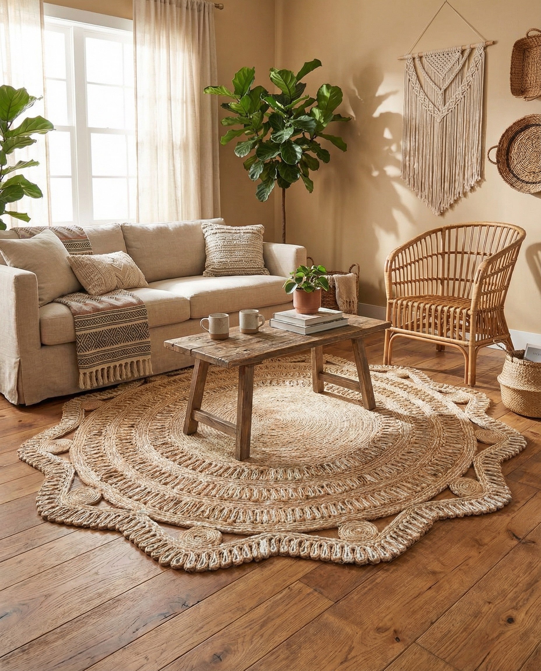  6' 1 x 6' 1  Hand Braided Jute Round Rug