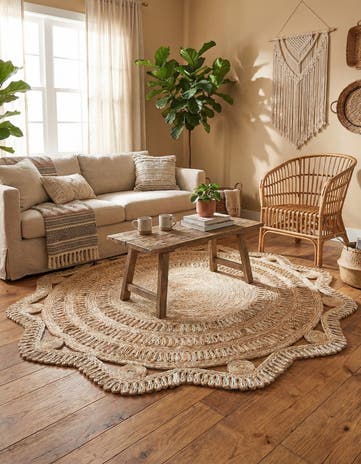 6' 1 x 6' 1 Handmade Braided Jute Round Rug